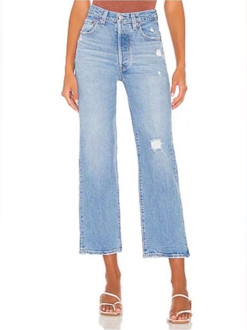 Levis Ribcage Straight Ankle Jean in Samba Done Waist 29 Inseam Distressed